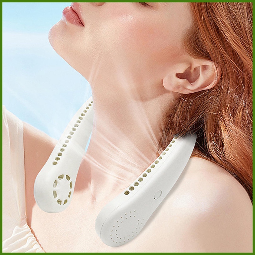 Quạt Đeo Cổ Không Cánh 3 Tốc Độ Kèm Đèn Led Có Thể Sạc Lại Tiện Dụng