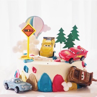 Set 6 phụ kiện trang trí bánh kem hình xe hơi hoạt hình dễ thương