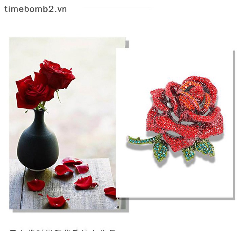 {Timebomb} Ghim Cài Áo Hình Hoa Hồng Đỏ Lớn Phong Cách Công Nghiệp Thích Hợp Làm Quà Tặng Cho Nữ