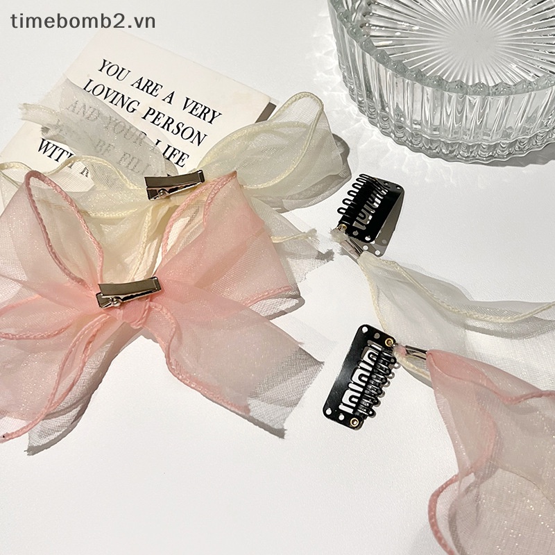 {Timebomb} Kẹp Tóc Thắt Nơ Lưới Thuần Khiết Ngọt Ngào Cho Nữ Desire Fairy.