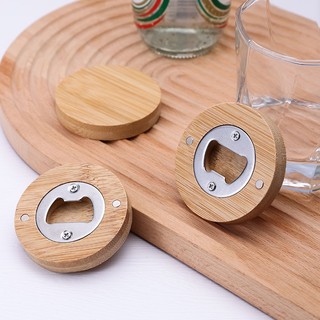 Dụng Cụ Khui Nắp Chai Bia Hình Tròn Từ Tính Bằng Tre