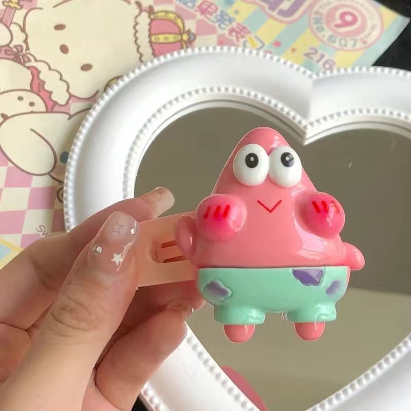 Kẹp Tóc Hình Vuông Cỡ Lớn Họa Tiết Hoạt Hình SpongeBob Dễ Thương Cho Bạn Gái