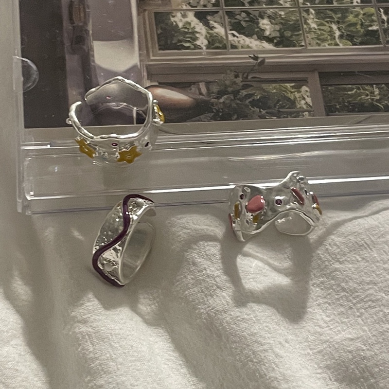 Nhẫn Hở Họa Tiết Hoa Thả Men Phong Cách retro Hàn Quốc Cá Tính Thời Trang Cho Nữ