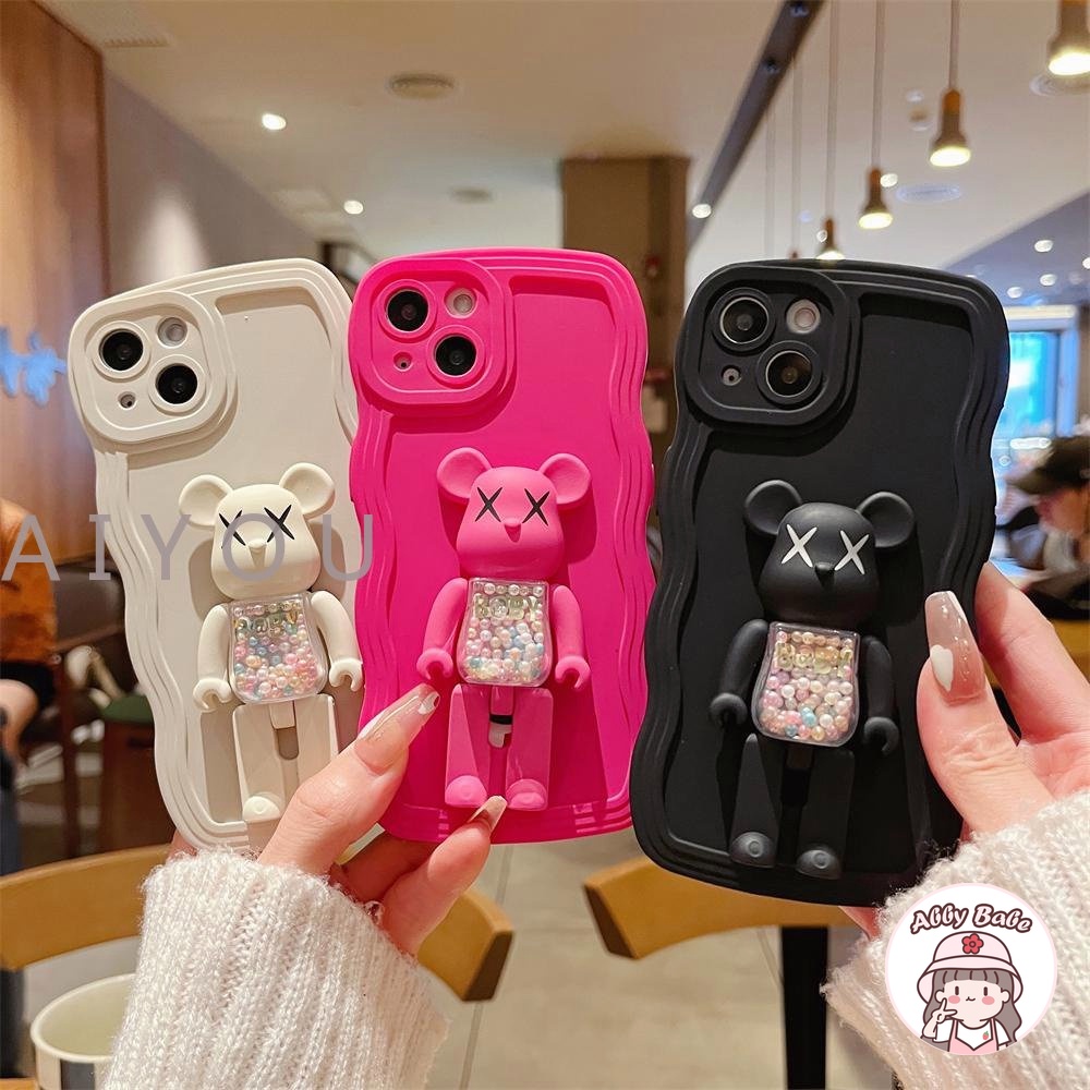 Ốp Điện Thoại TPU Mềm Bo Viền Hình Kaws Màu Macaron Gắn Giá Đỡ Chống Sốc IPhone 14 Pro Max 11 12 11 Pro Max X XS 7Plus