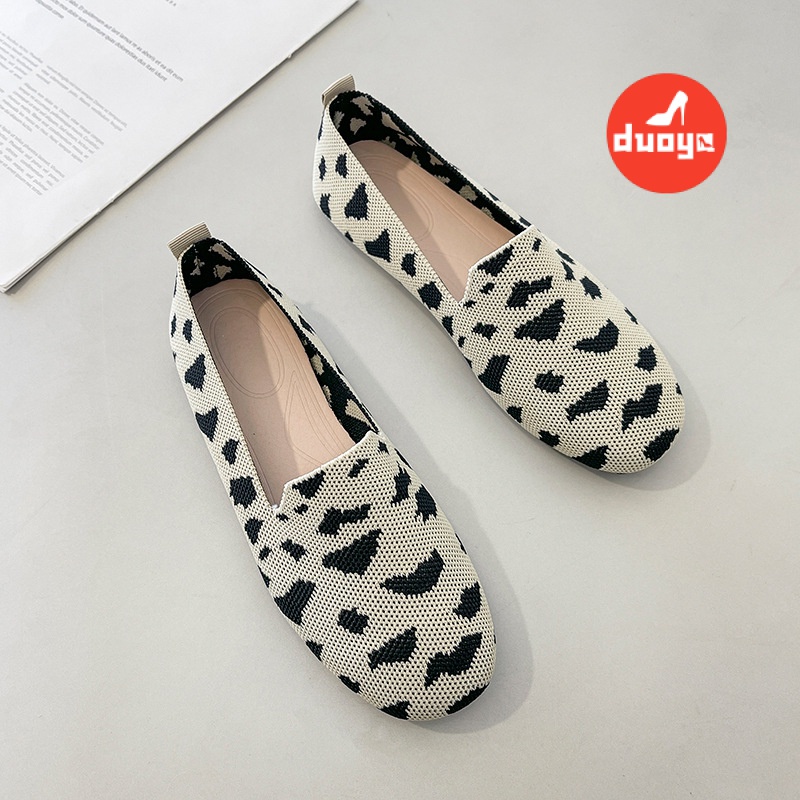 Duoya Giày Vải Dệt Đế Mềm Dày Dặn Mũi Vuông Chống Va Chạm Phong Cách Xuân Thu 2022 Cho Phụ Nữ Mang Thai-