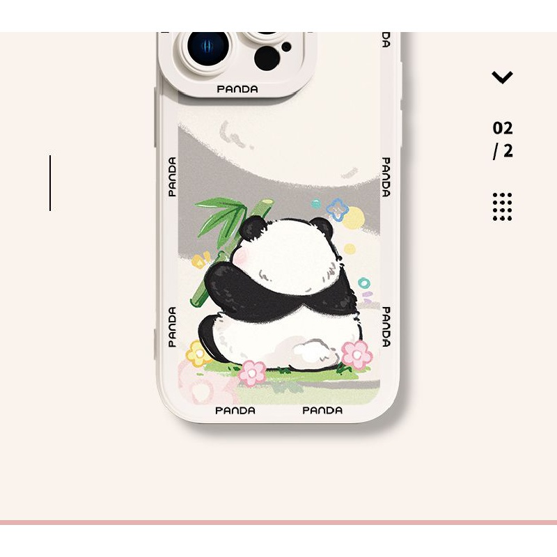 Ốp Điện Thoại Silicon Dẻo In Hình Gấu Trúc Và Hoa Xinh Xắn Cho Iphone 13 14Promax 14 12 11