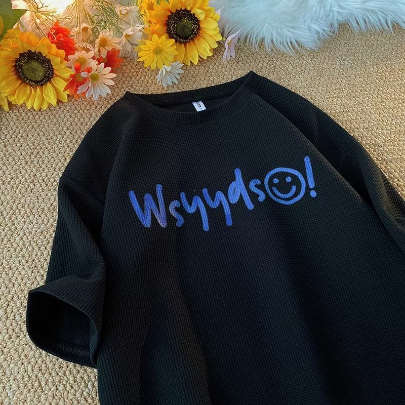 Áo Thun Tay Ngắn Dáng Rộng Chất Liệu Cotton In Chữ Thời Trang Mùa Hè Cho Cặp Đôi