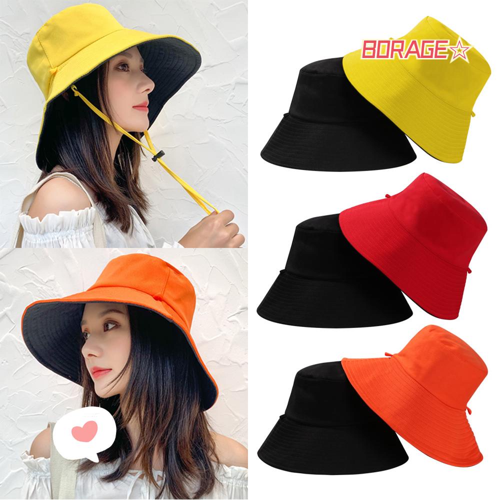 Nón Tai Bèo Hai Mặt Chống Tia UV Chống Gió Có Thể Gập Lại Kèm Dây Thừng Cotton Cho Nam Nữ