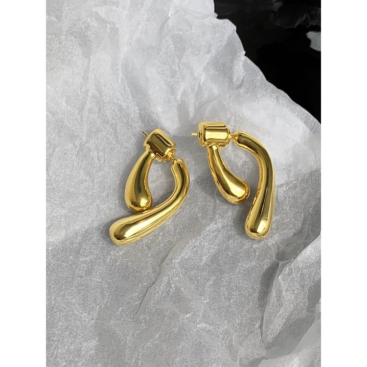 Khuyên Tai Dáng Dài Hai Lớp Mạ Vàng Phong Cách Pháp Thời Trang Cao Cấp Cho Nữ