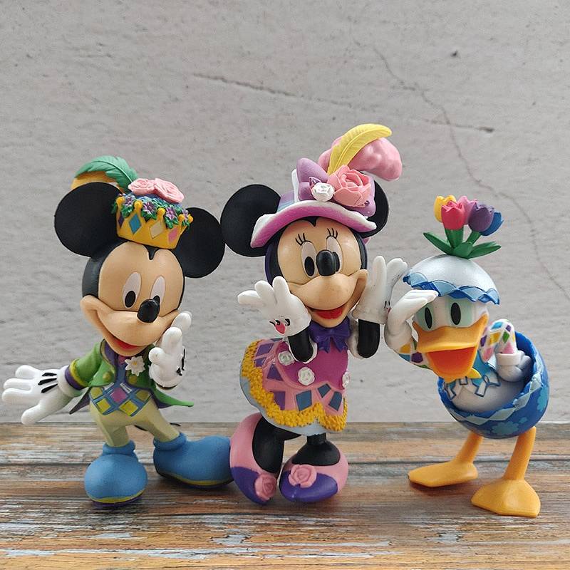 Disney Q Version Mickey Minnie Donald Duck White Wedding Dress Wedding Cake Ornaments Handmade Toy Model HPjm