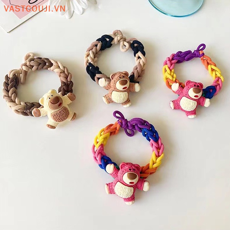 Vòng Tay Dây Cao Su Bện Thủ Công Tự Làm Hình Gấu / Dâu Tây Dễ Thương Cho Cặp Đôi