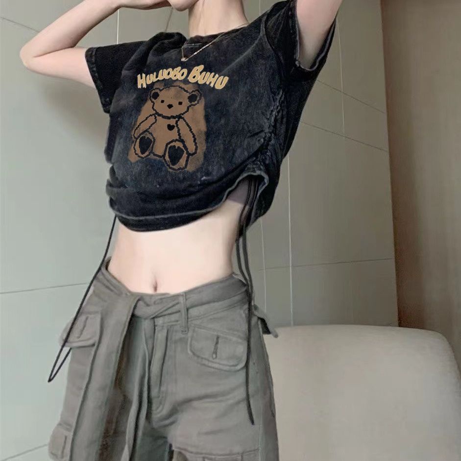 Áo Thun Tay Ngắn Dáng Rộng In Hình Gấu Đen Thời Trang Mùa Hè Cho Nam Và Nữ