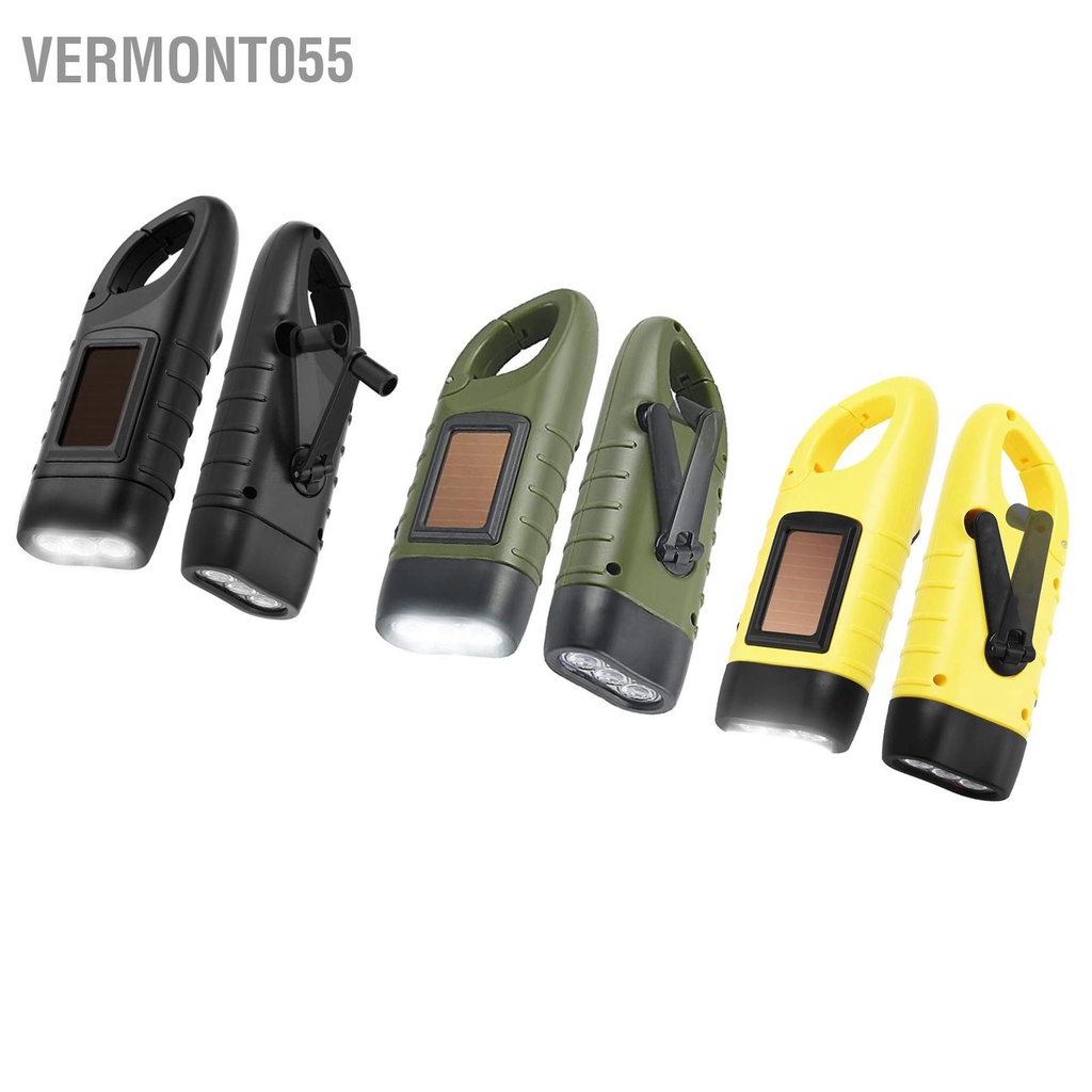Vermont055 Đèn Pin LED Di Động Đa Năng Sạc Lượng Mặt Trời Bằng Tay Phát Điện Cho Cắm Trại Khẩn Cấp
