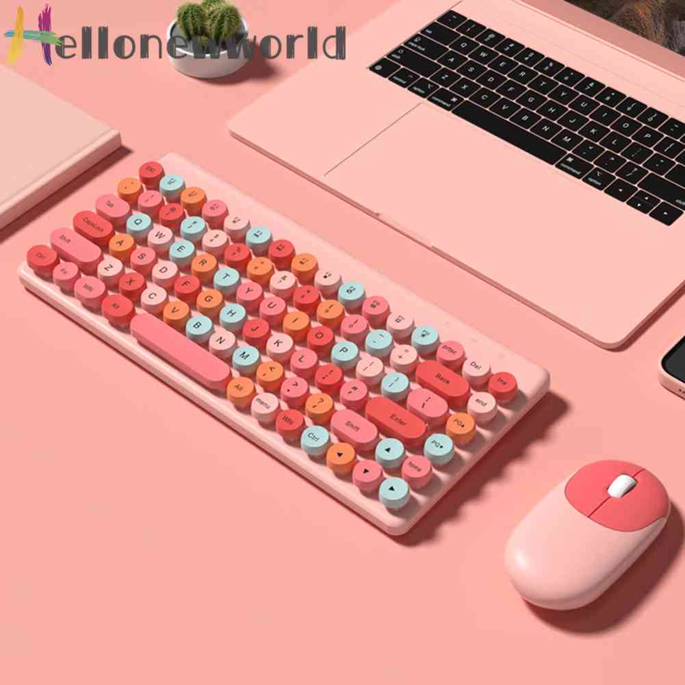 Bộ Bàn Phím Và Chuột Không Dây 86 Phím Bấm OTG 3 Nút Bấm Nhiều Màu Sắc Kết Nối Máy Tính