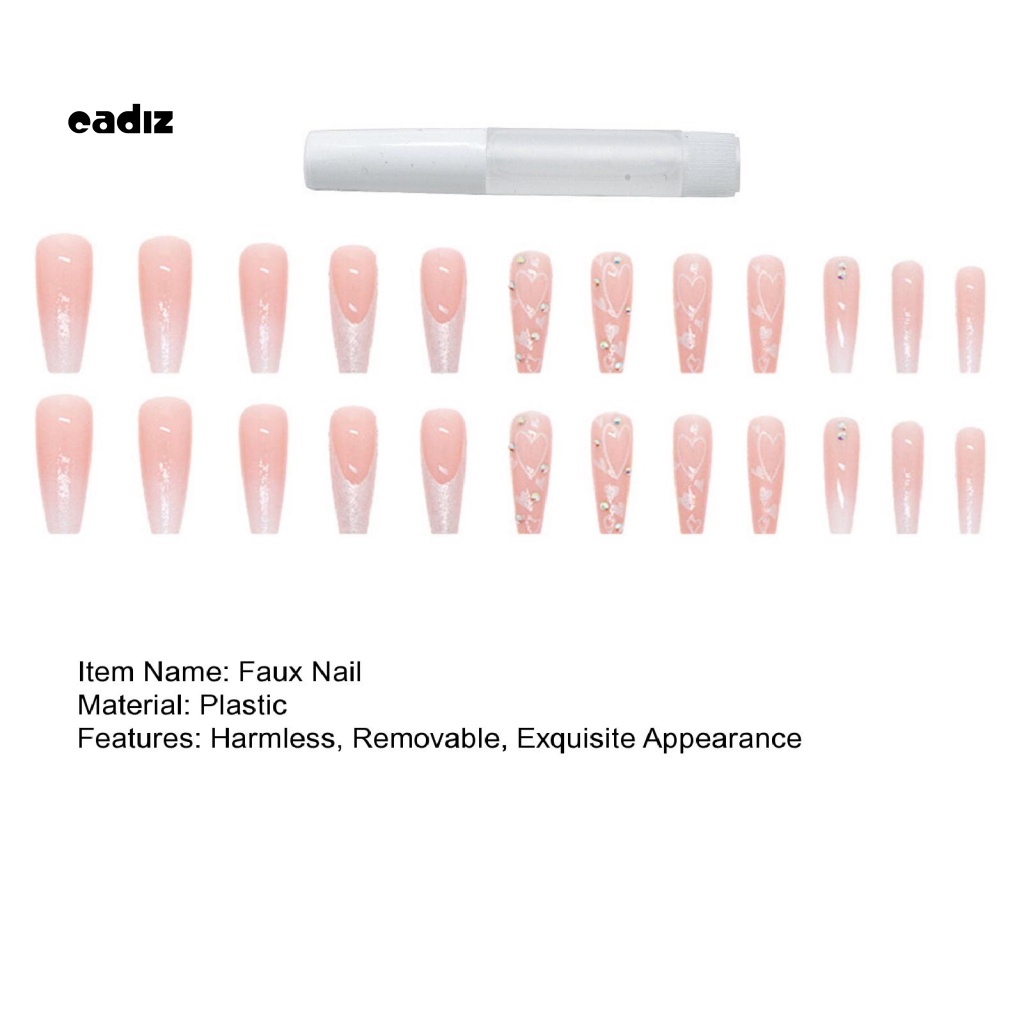 1 Bộ Móng Tay Giả Dài Đính Kim Cương Lấp Lánh Có Thể Tháo Rời