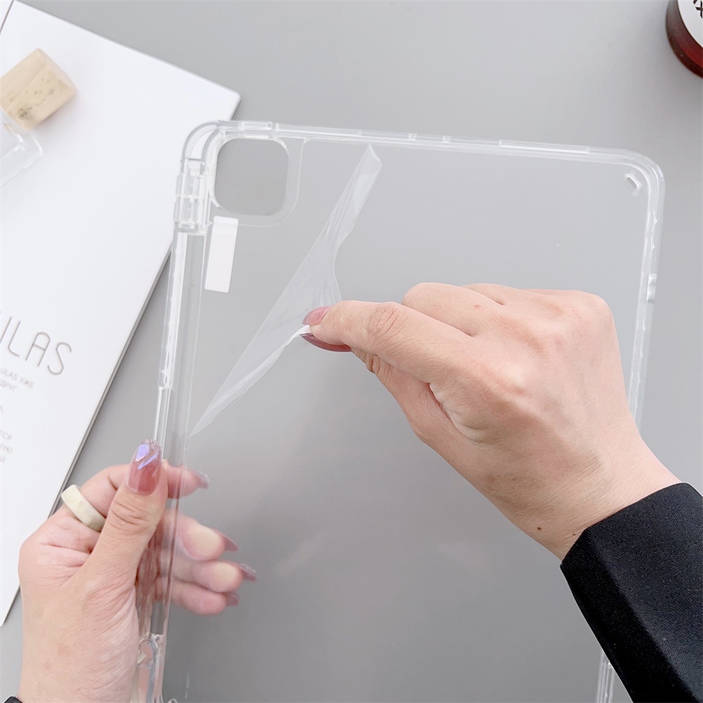 Ốp Máy Tính Bảng Bằng PC Trong Suốt Có Ngăn Đựng Bút Cho iPad 9th 10th Gen9 10.2 Air 5 4 3 2 7th 8th Pro 11 M2 12.9 10.5