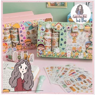 Hộp 10 cuộn washi tape và 10 tờ stickers | SWS01
