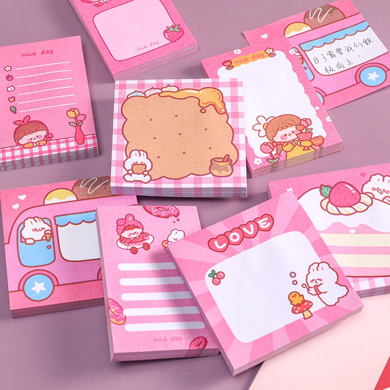 Set 50 Tập Giấy Ghi Chú Hình Thỏ Hoạt Hình Đáng Yêu