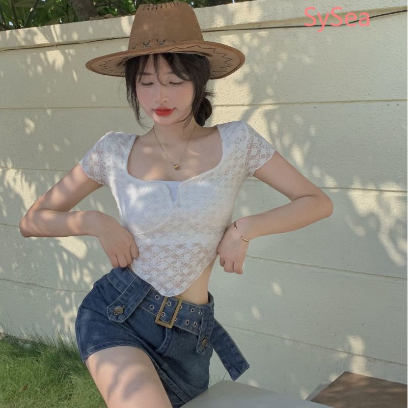 Áo Kiểu Cổ Chữ V Phối Ren Thời Trang Mùa Hè Theo Phong Cách Mỹ Cho Nữ