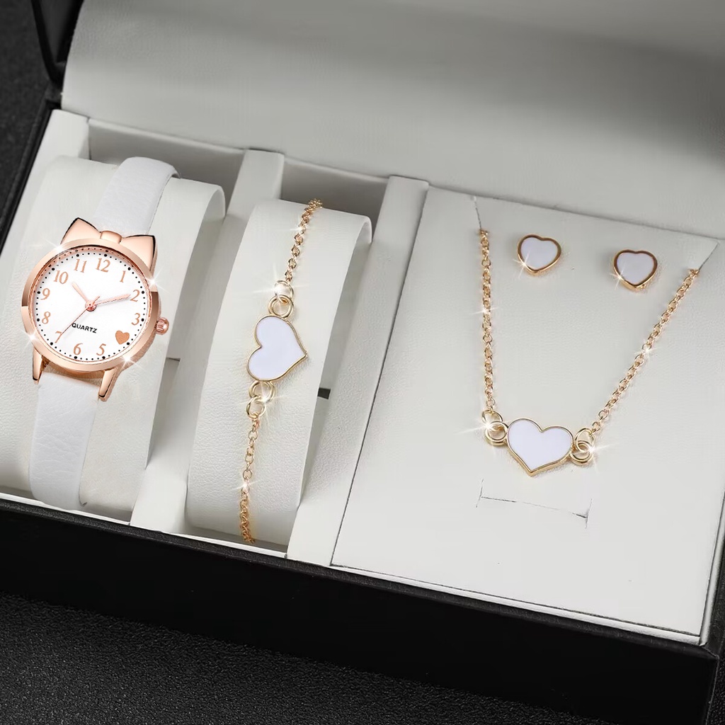 Đồng Hồ Đeo Tay Dây Da Mặt Trái Tim Thời Trang Dành Cho Nữ