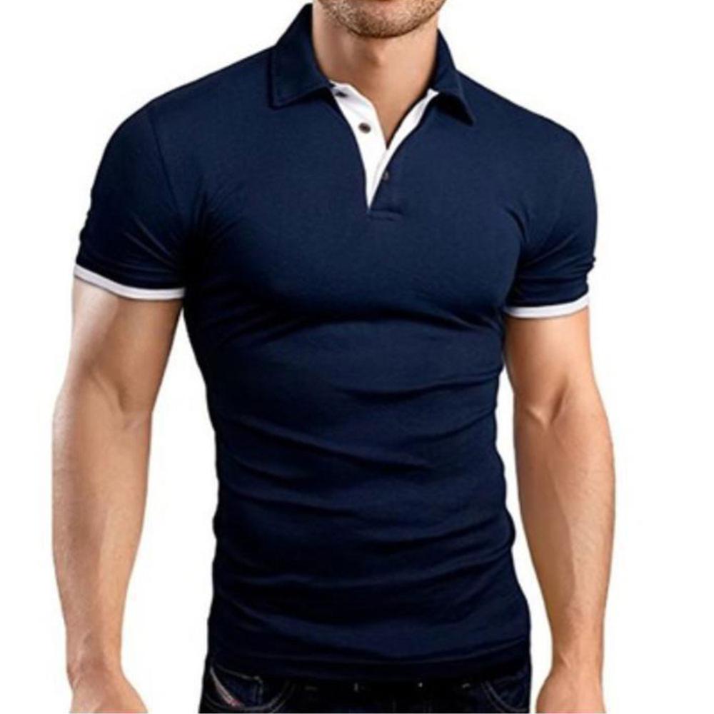 Áo polo Mùa Hè S-3XL Bằng Polyester Màu Tương Phản Khối Đơn Giản Thời Trang Cho Nam F6U4
