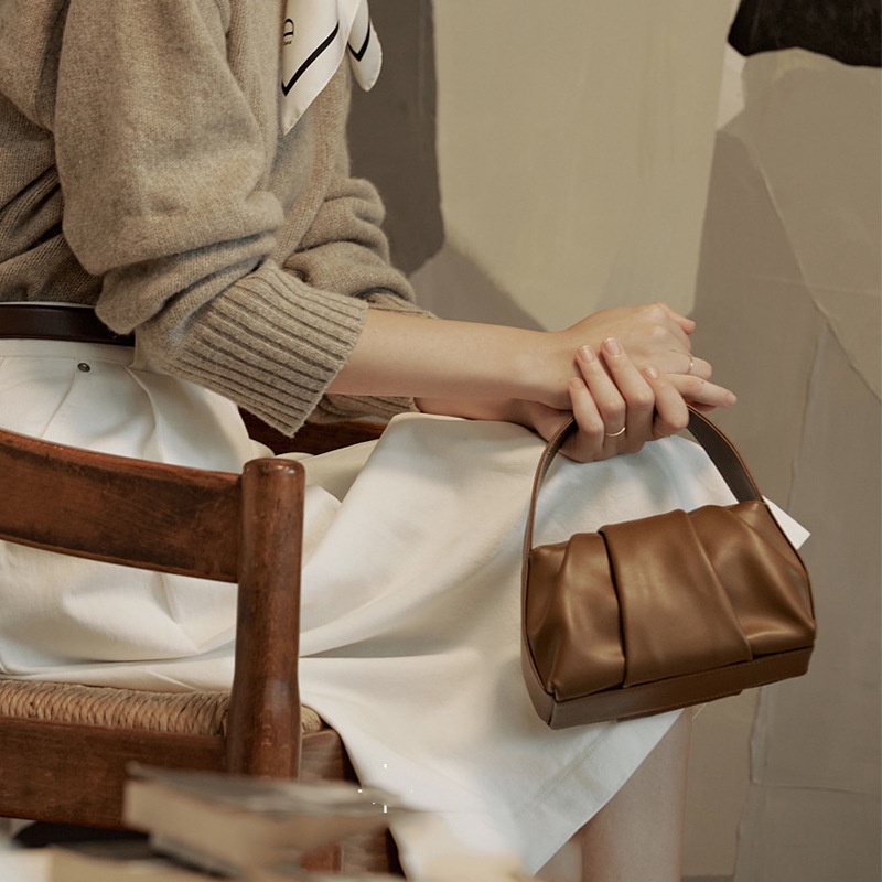 Túi Xách Da Mềm Xếp Ly Đơn Giản Thời Trang Cho Nữ