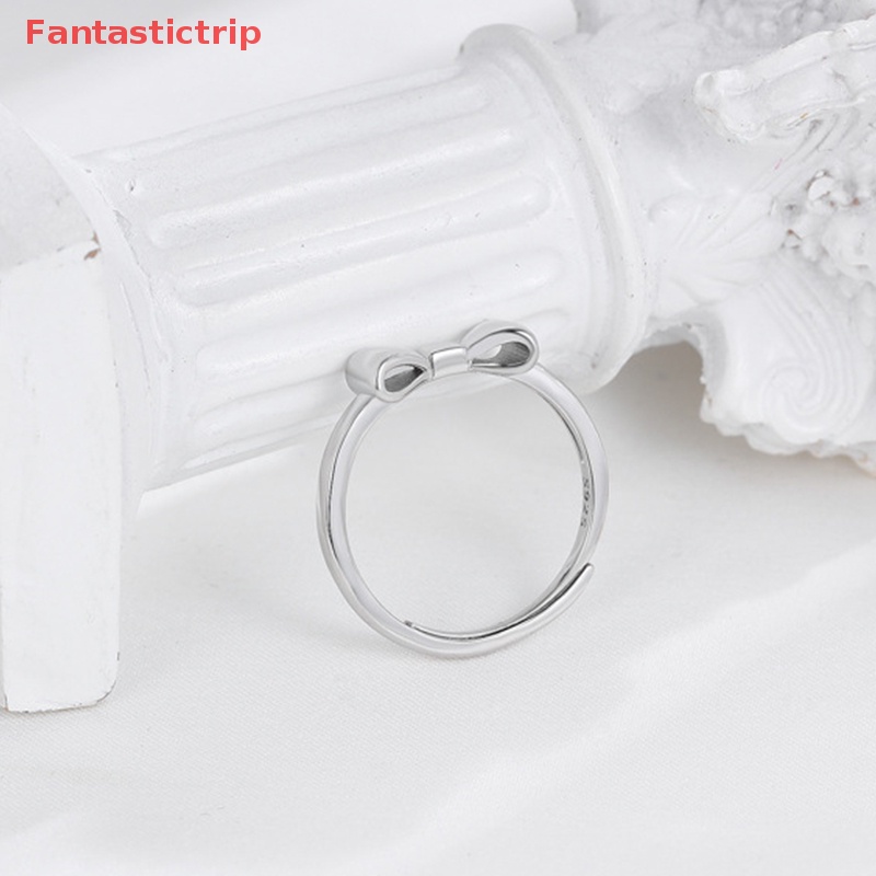 [Fantastictrip] Nhẫn Bạc Họa Tiết Nơ Đơn Giản Cá Tính Thời Trang Cao Cấp Có Thể Điều Chỉnh Dành Cho Nữ