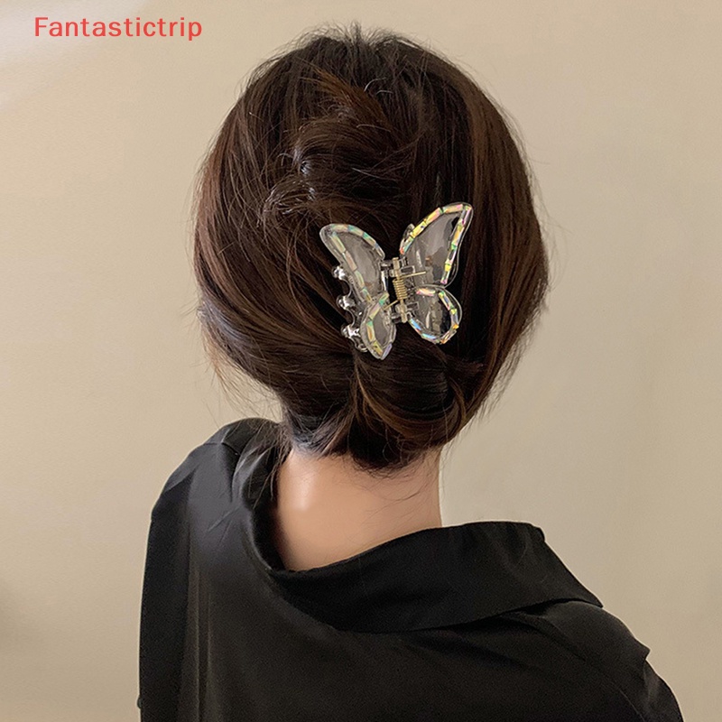 Kẹp Càng Cua Bằng Acrylic Trong Suốt Đính Ngọc Trai Hình Bướm Thời Trang Cho Nữ