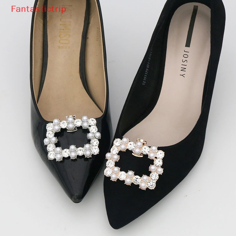 1 Kẹp Đính Đá Và Ngọc Trai Trang Trí Giày Cao Gót Cho Cô Dâu Mới