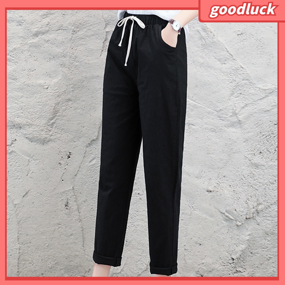 Thắt Lưng Dây Rút Bằng Cotton Co Giãn Màu Trơn Dành Cho Nữ