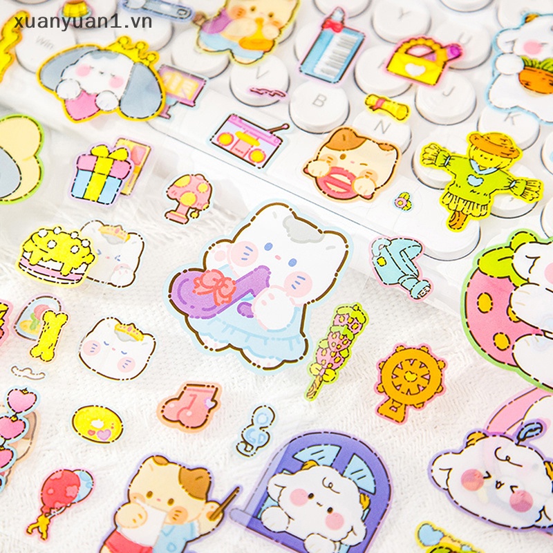 Set 5 Nhãn Dán Tự Trang Trí Sổ Tay / Nhật Ký Hình Thỏ / Gấu Đáng Yêu