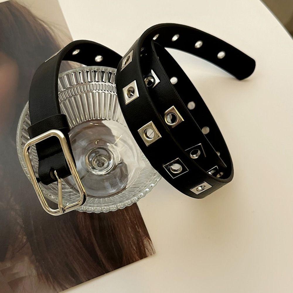Thắt Lưng Da PU Bản Nhỏ Đính Đinh Tán Cá Tính Cho Nam Nữ