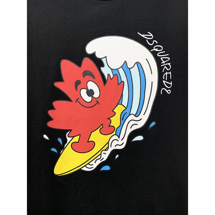 Áo Thun cotton Tay Ngắn Dáng Rộng In Hình Lá Phong 2 Thời Trang Mùa Hè Cho Nam dsquared2