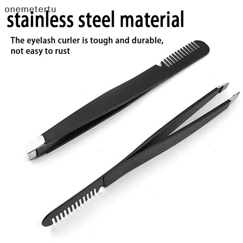 Nhíp Nhổ Lông Mày / Lông Mi Bằng Thép Không Gỉ 2 Trong 1 onemetertu