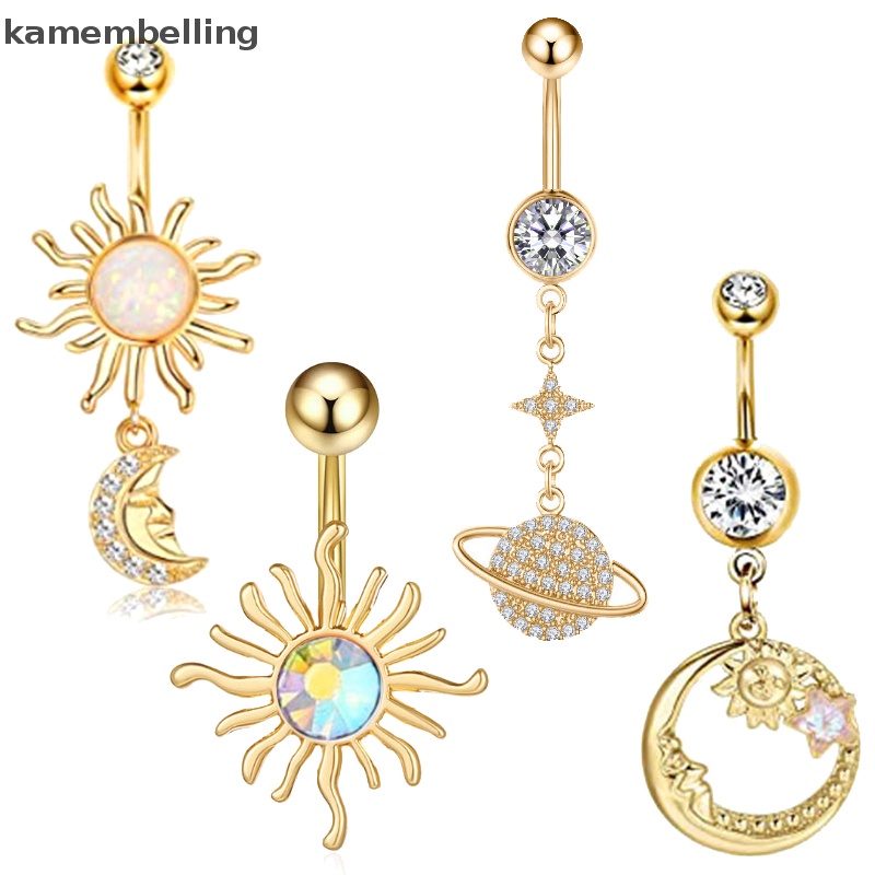 Kamembelling Khuyên Rốn Đính Đá Zircon Hình Mặt Trăng Hành Tinh Thời Trang Cho Nữ