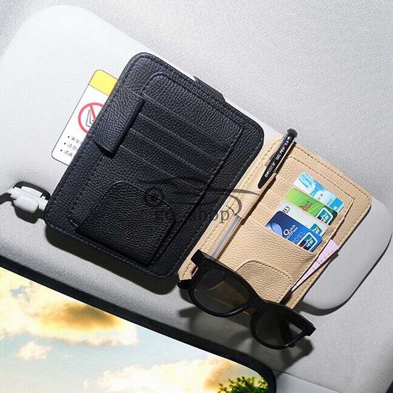 Túi Da PU Đựng Bút / Tài Liệu / Tấm Che Nắng Nhiều Ngăn Gắn Tấm Che Nắng Xe Hơi Thông Dụng