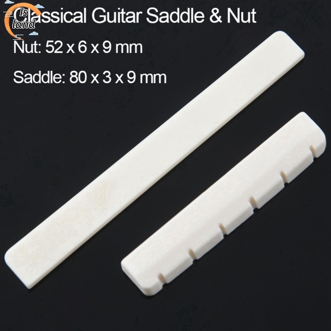 Bộ Yên Ngựa Đàn 6 Dây + Đai Ốc Xương Đàn Màu Trắng Cho Guitar Cổ Điển