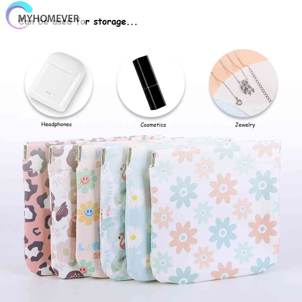 Túi Đựng Tiền Xu Chìa Khóa Mini Tự Động Bằng Da PU
