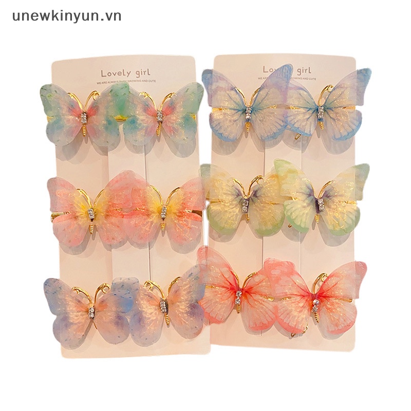 Set 6 Kẹp Tóc Hình Bướm Nhiều Màu Sắc Dễ Thương Cho Bé Gái