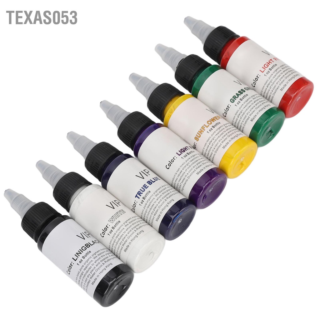 Texas053 30 Ml Bộ Mực Xăm 7 Màu Dễ Dàng Tô An Toàn Lâu Dài Sắc Tố Hình Cho Trang Điểm 3D Nghệ Thuật Thân Thể