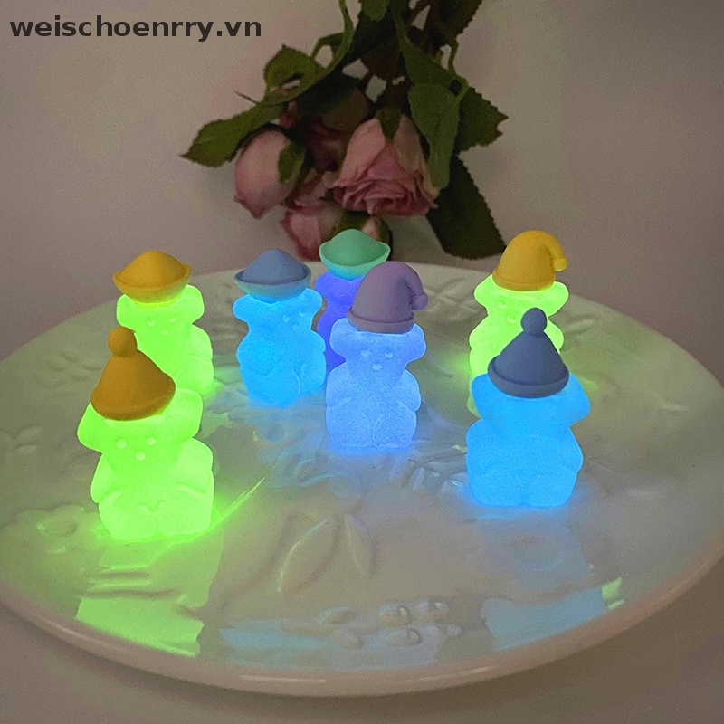 Bộ 2 Đồ trang trí Gấu Dạ Quang Dùng Trang Trí Tiểu Cảnh