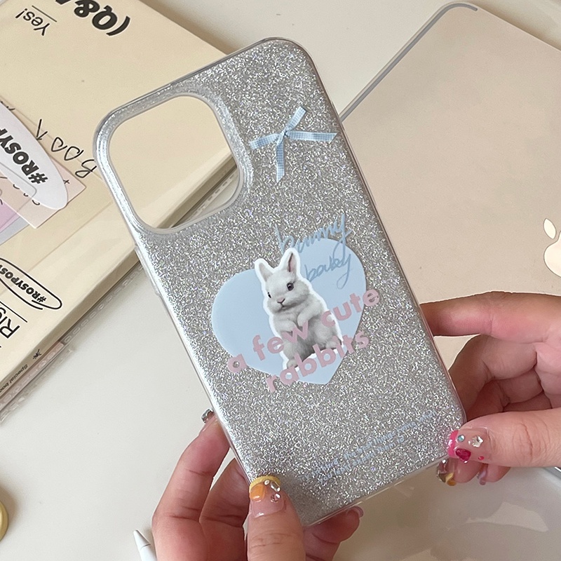 Ốp Điện Thoại Dẻo Họa Tiết Hoạt Hình Chú Thỏ / Trái Tim Màu Hồng Cho iPhone 14 Pro Max 13 12 11 Pro Max