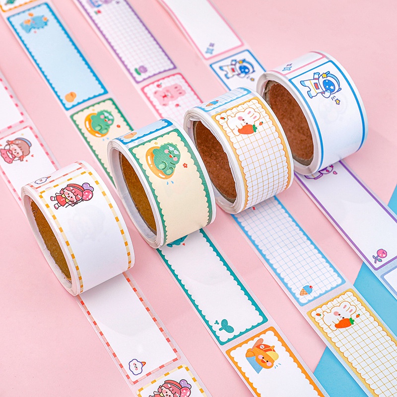 Cuộn 60 Tờ / Cuộn Nhãn Dán Ghi Chú Tự Dính Đa Năng Họa Tiết Hoạt Hình Dành Cho Học Sinh