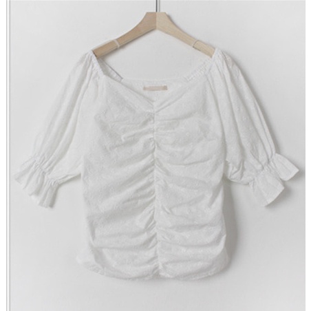 SUXI Bộ Áo Sơ Mi Màu Trơn Thêu Hoa + Chân Váy Chữ A Lưng Cao Ôm Dáng Xinh Xắn Theo Phong Cách Hàn Quốc