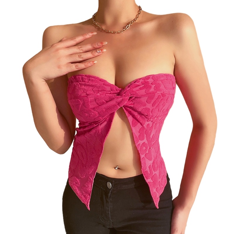 Xiangbao Áo Crop Top Không Tay Hở Vai Gợi Cảm Xẻ Tà Phía Trước Y2K Cho Nữ