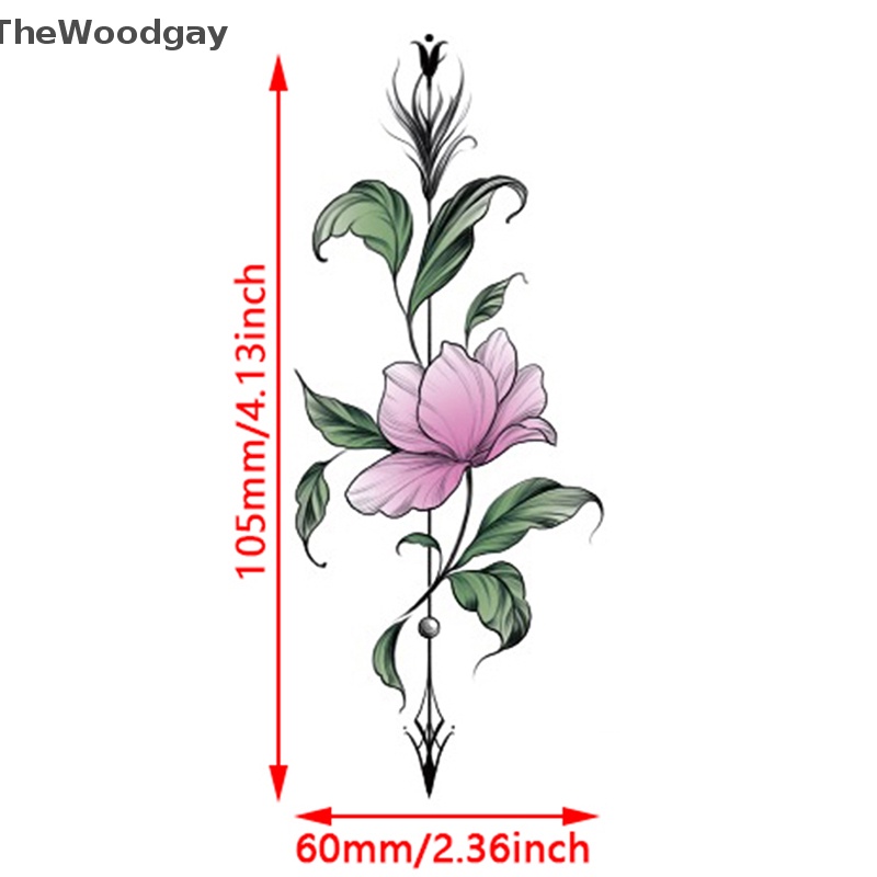 Hình Xăm Dán Tạm Thời Hình Hoa Hồng Và Bướm Đen Chống Thấm Nước