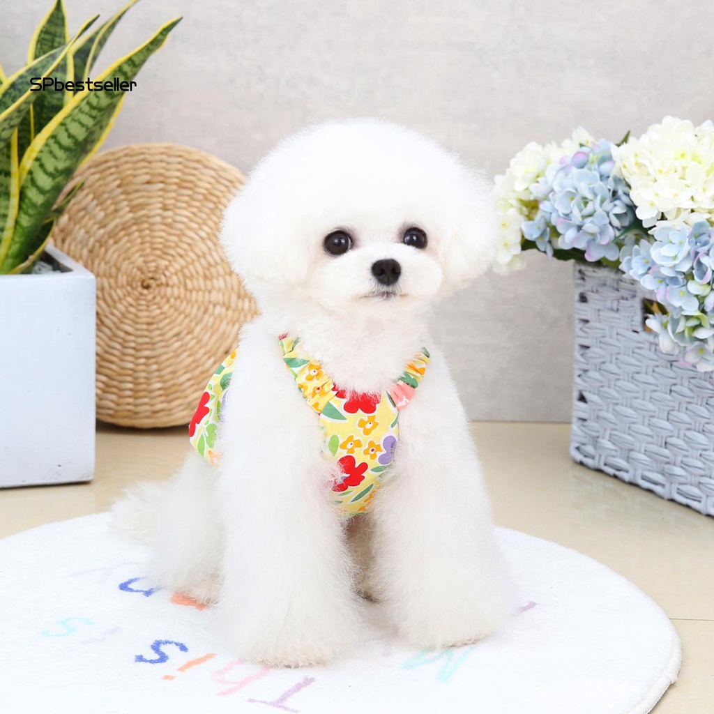 Đầm Không Tay Thoáng Khí Họa Tiết Hoa Xinh Xắn Cho Cún Cưng