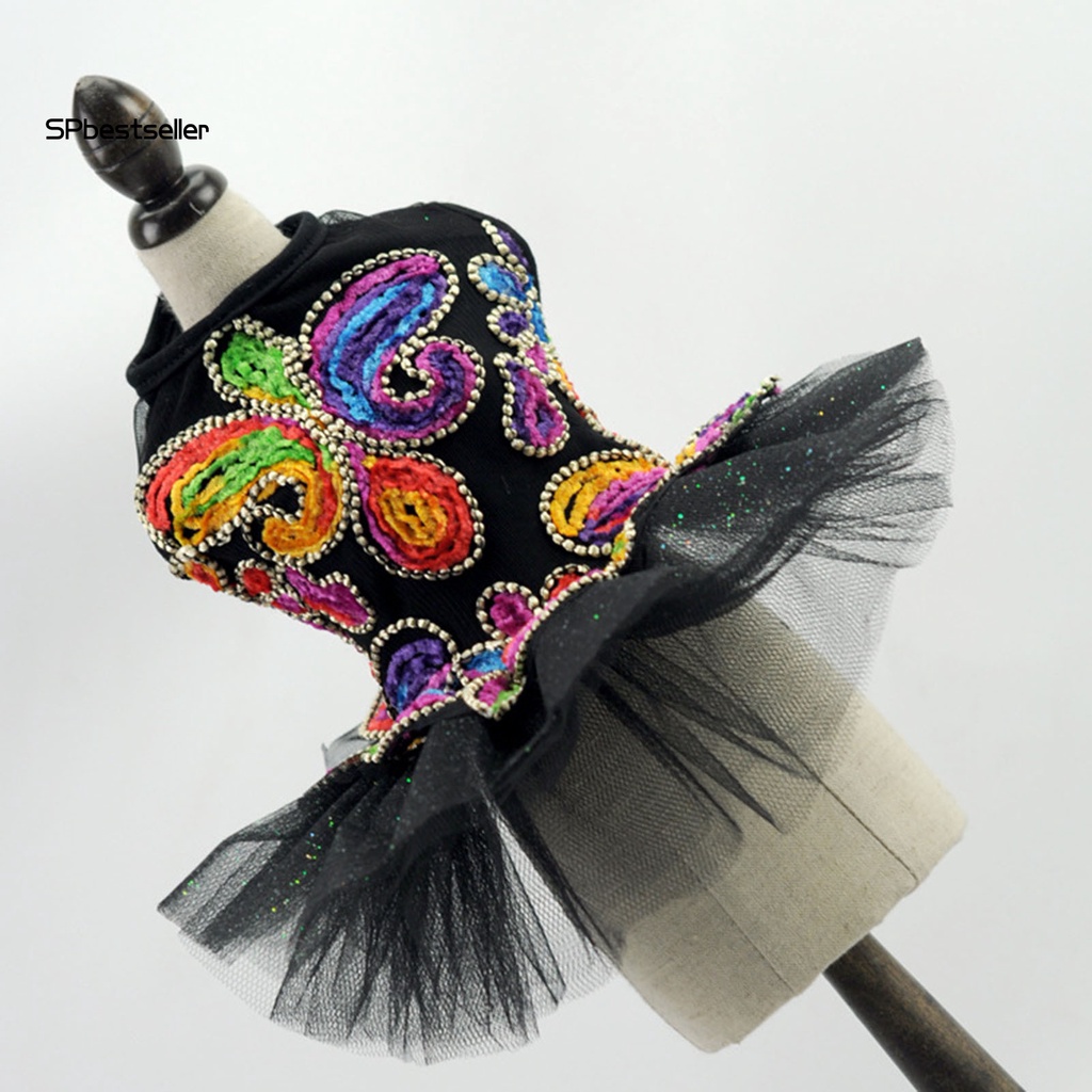 Spbestsellkr Đầm Vải Polyester Mềm Mại Thêu Họa Tiết Không Mùi Dành Cho Cún Cưng Mặc Hàng Ngày