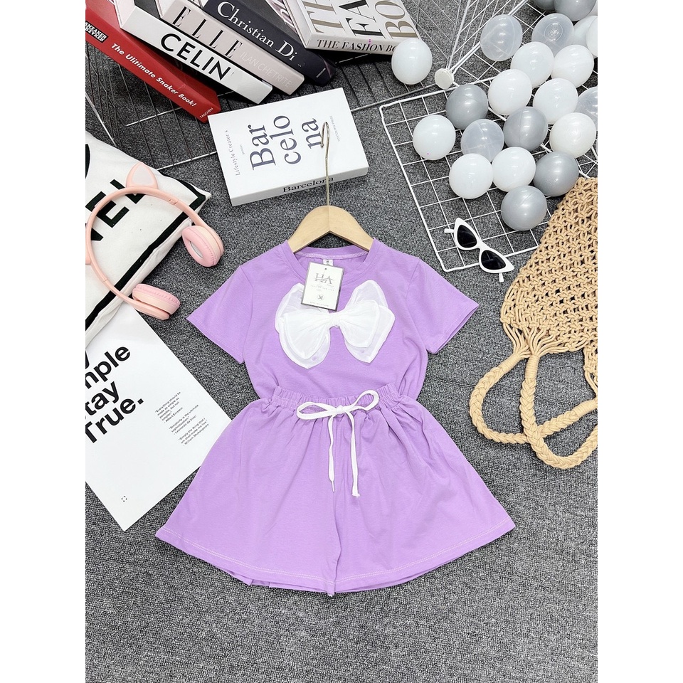 SIZE 13-34KG: Bộ bé gái nơ trắng xinh yêu cho bé gái - BBGNT