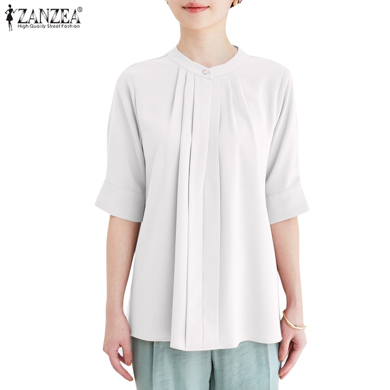 Áo ZANZEA tay lửng phong cách Hàn Quốc thanh lịch dành cho nữ